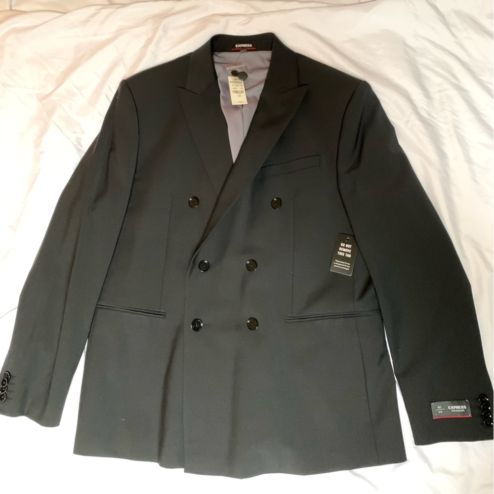 Express Black Slim Double Breasted Blazer - Size 42S - NWT New With Tags